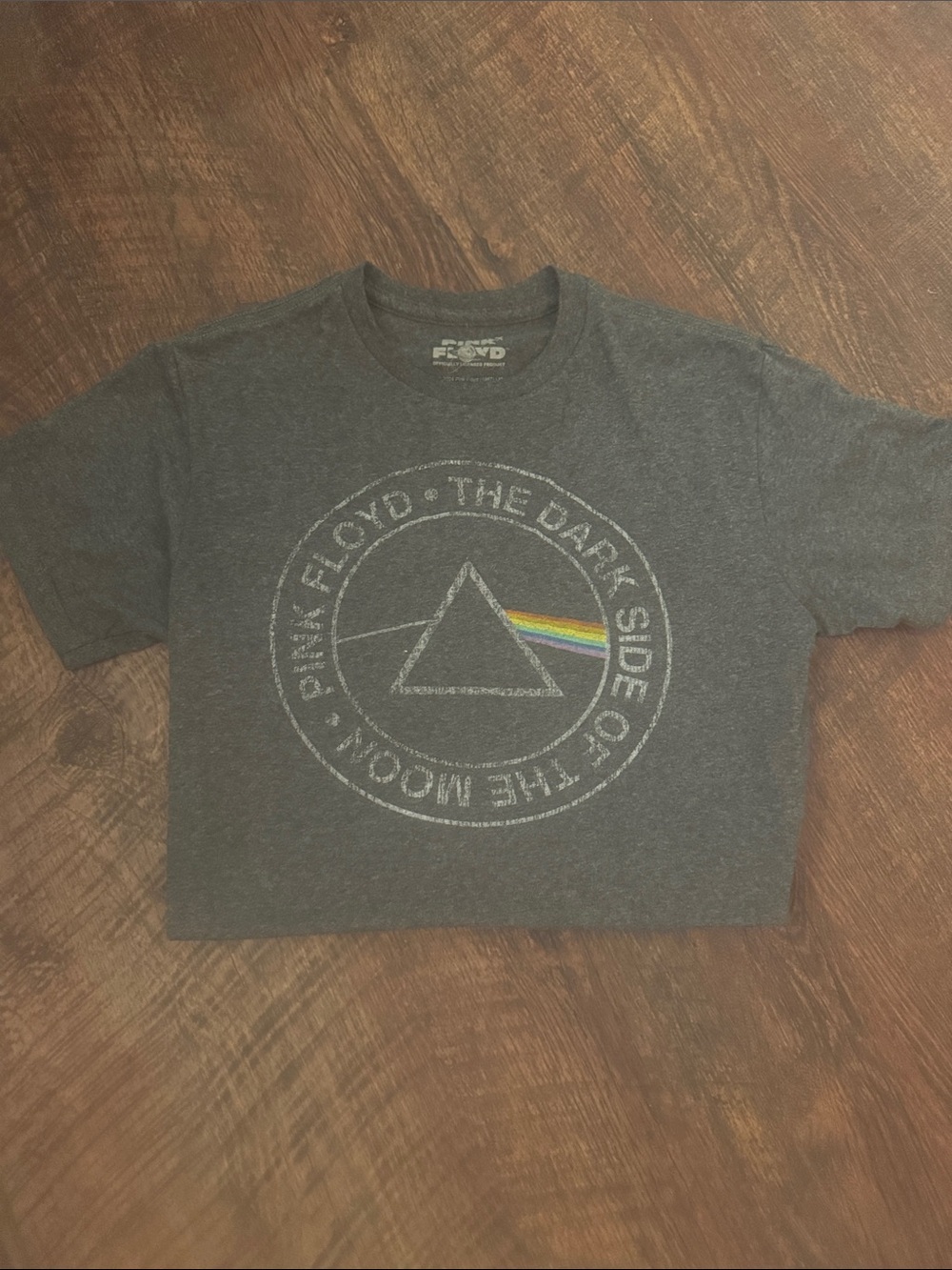 Pink Floyd Youth Dark Gray Graphic Tee with Prism Rainbow